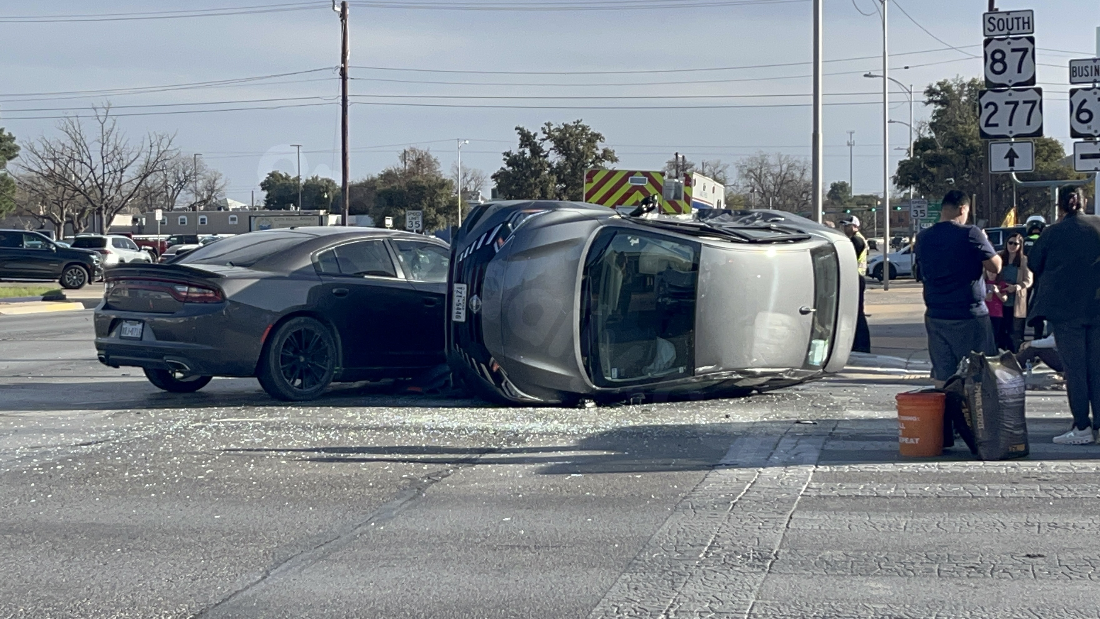 Vehicle tips over in San Angelo after 3-car collision