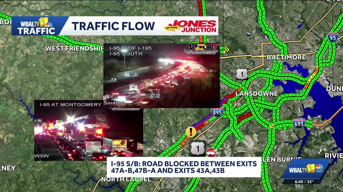 I-95 in Elkridge closed due to serious accident, delays anticipated into morning