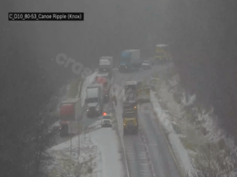 Traffic delays in western Pennsylvania due to multi-vehicle collision on I-80