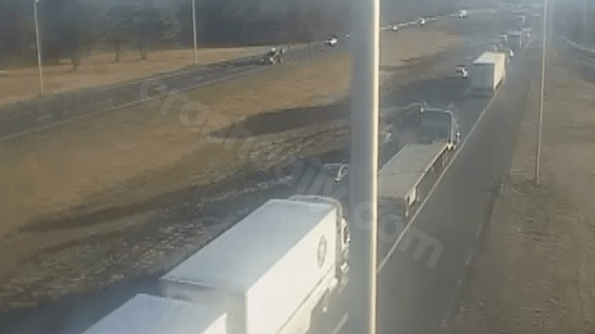 Traffic congestion on Massachusetts Pike in Ludlow due to multi-vehicle collision