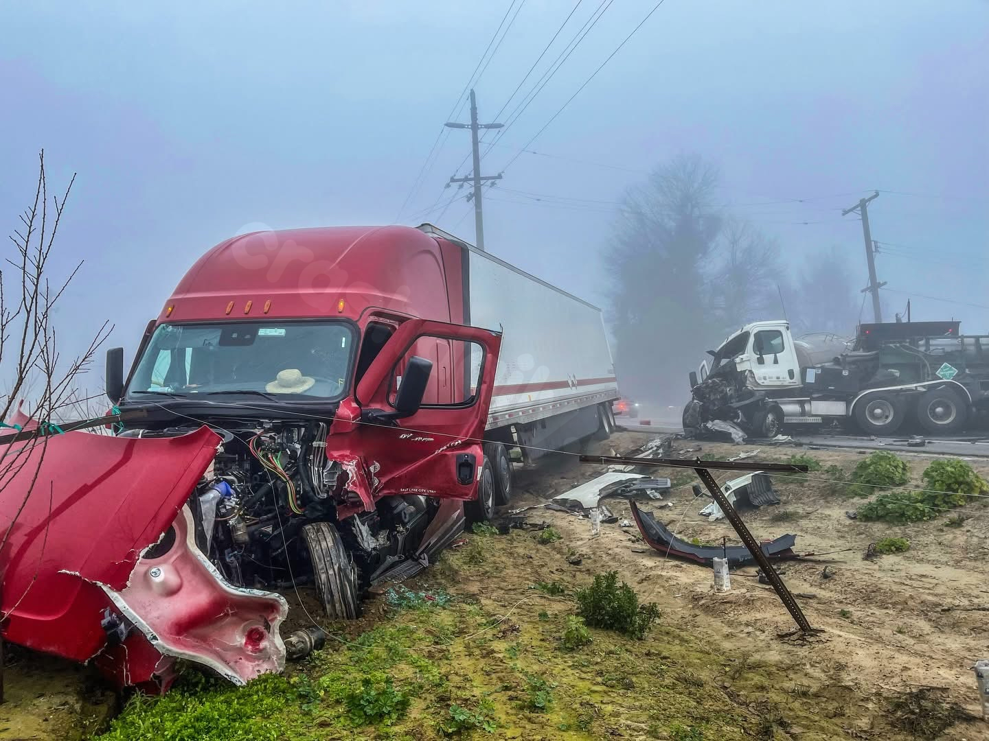 Significant traffic delays following fog-related collision involving commercial trucks in Fresno County