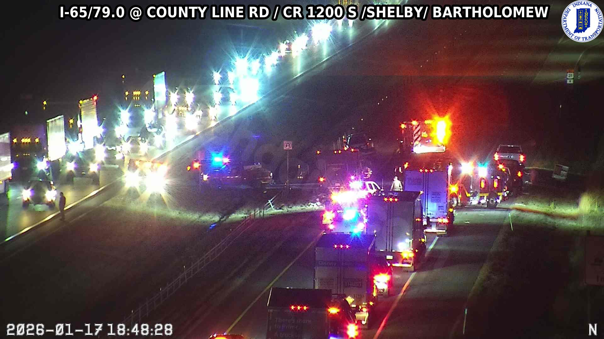 Interstate 65 northbound near Edinburgh temporarily closed due to crash.