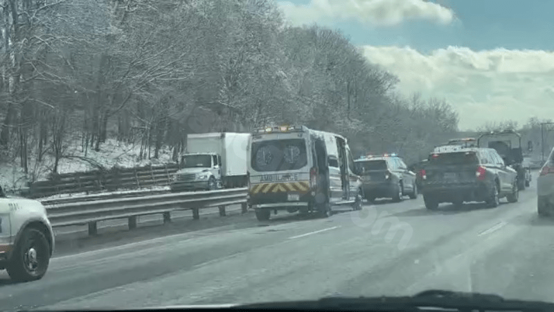 Left lane blocked on I-91 South in Springfield due to three-car collision