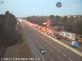 Traffic delays on I-40 due to multiple vehicle collision