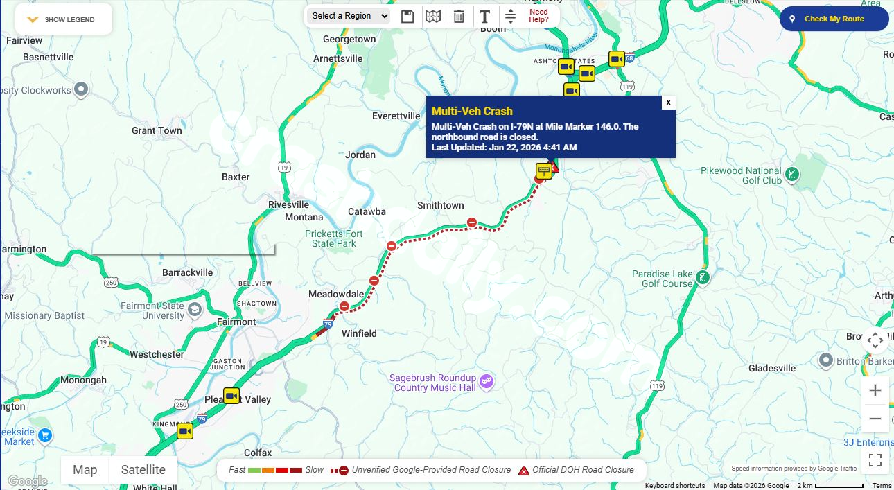 I-79 partially closed due to multi-car accident