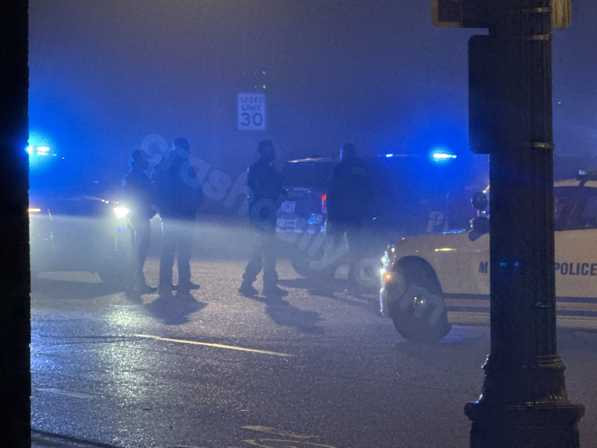Overnight crash involving Memphis police car.