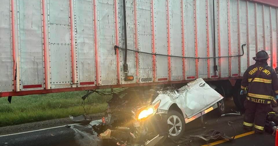 Collision in Tracy-area involving car stuck under semi-truck trailer; CHP cites fog as a contributing factor