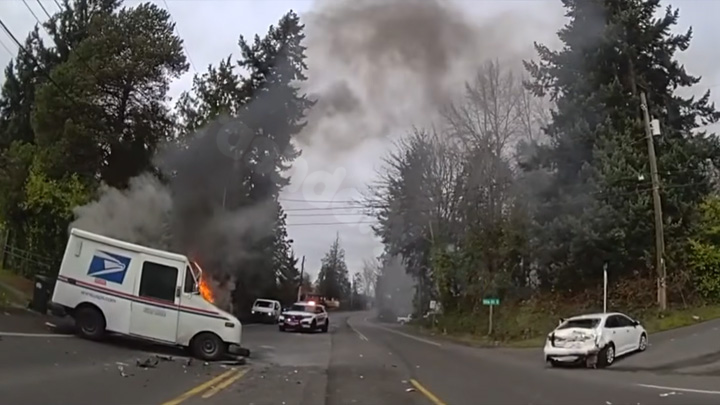 Deputies save driver from burning mail truck in Tacoma, Washington