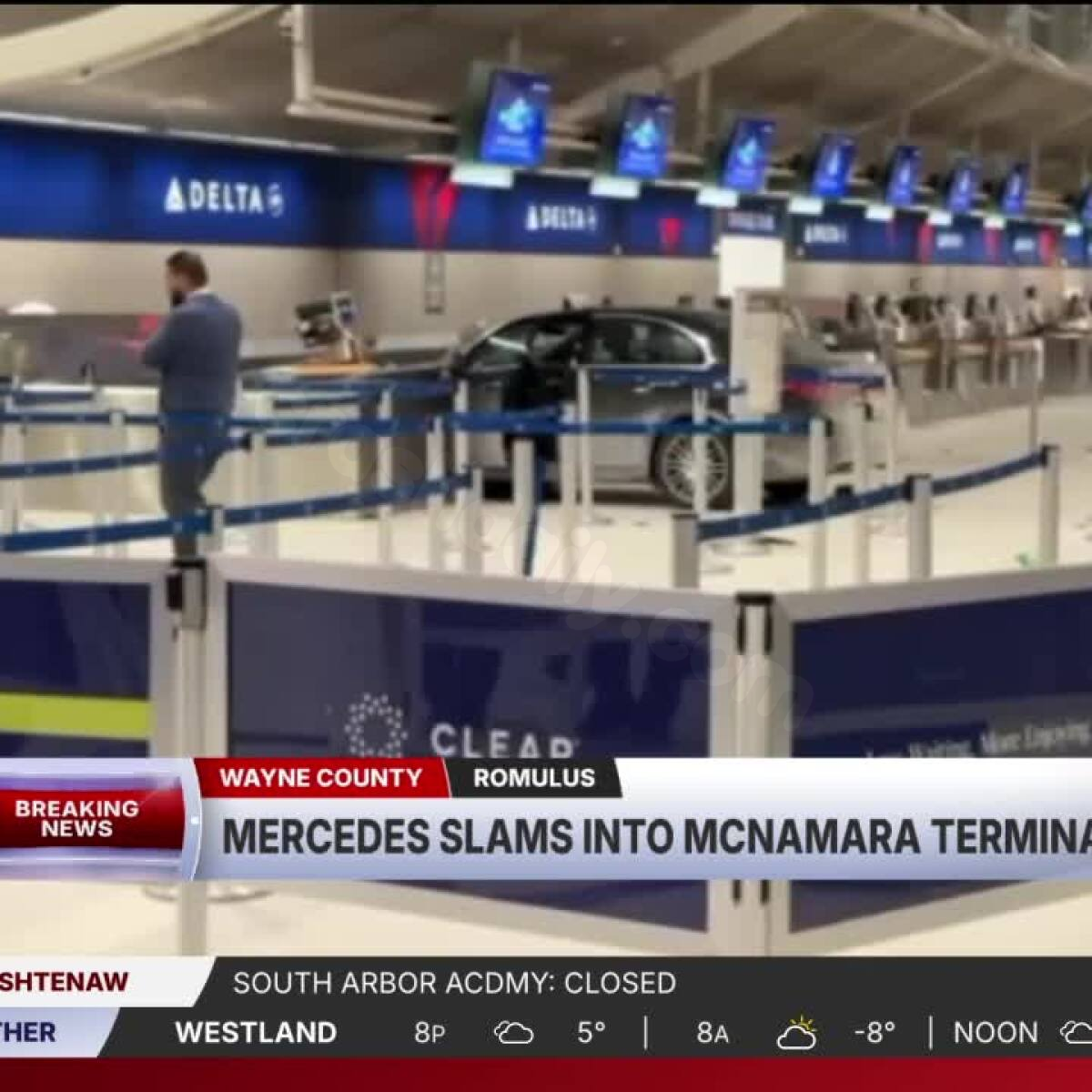 Driver in custody after car crashes into McNamara Terminal at Detroit Metro Airport