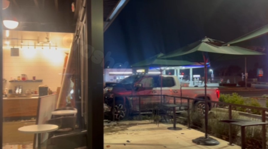 Driver of pickup truck collides with Starbucks in hit-and-run