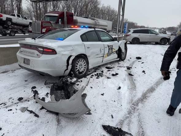 Snowstorm causes crash involving trooper in Lake Station IN
