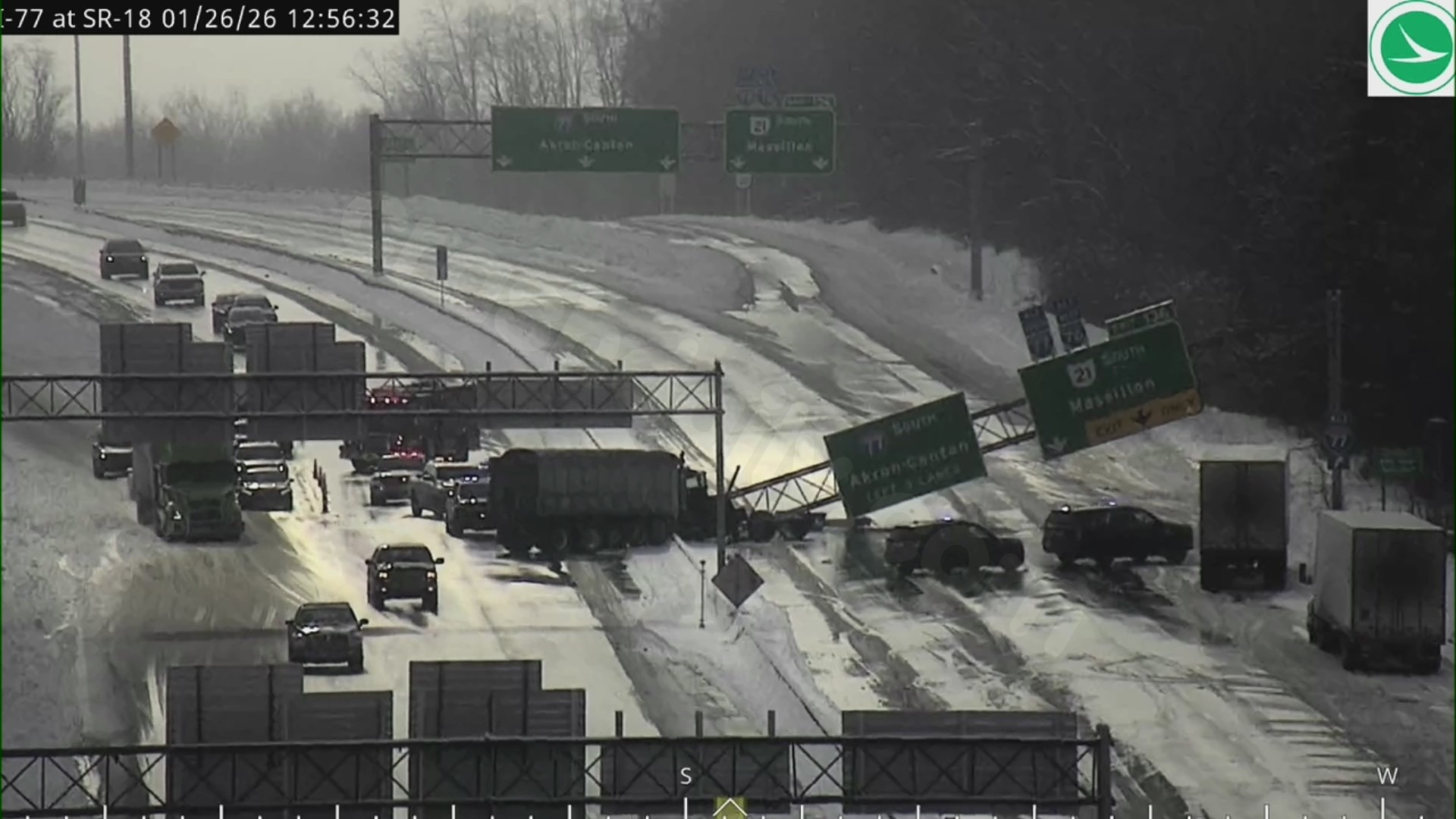I-77 on-ramp closure due to highway sign damage