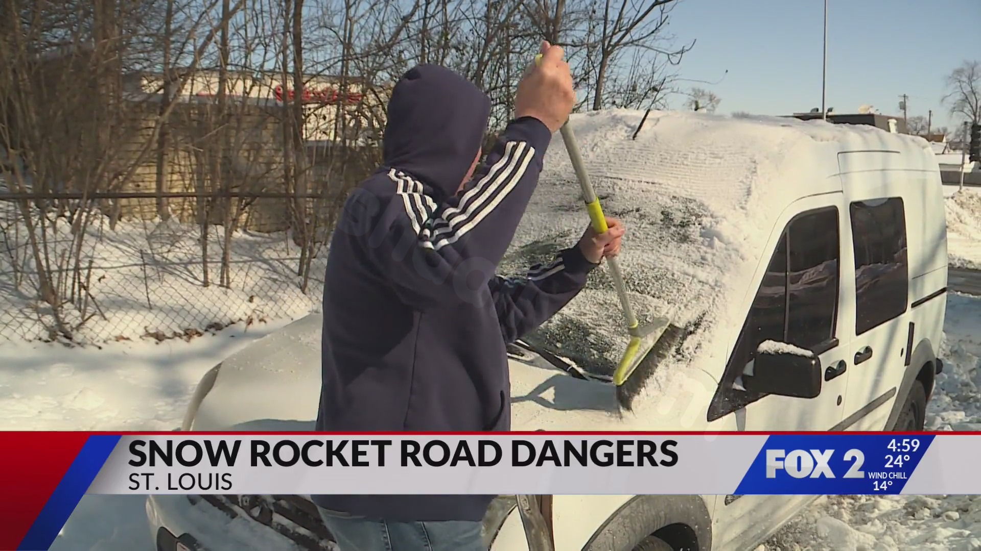 Remove snow from your car roof: Snow buildup can lead to accidents.