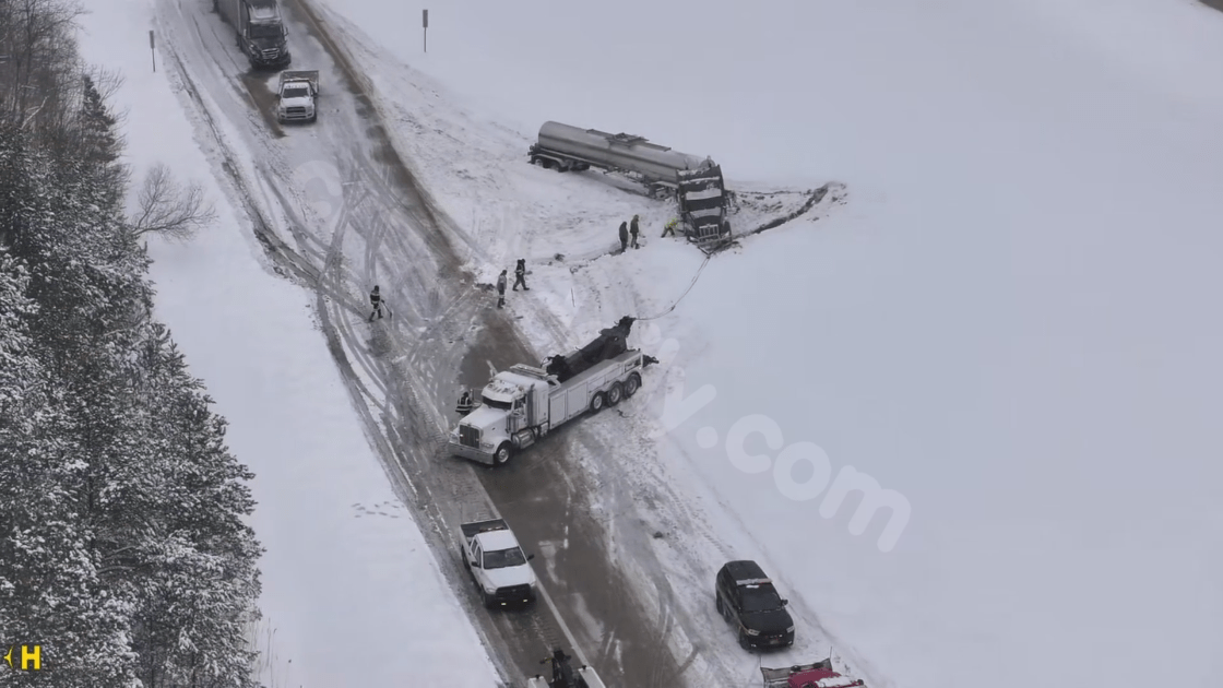Weather suspected to play role in multiple-vehicle crash and jack-knifed trucks on I-90 in Lake County