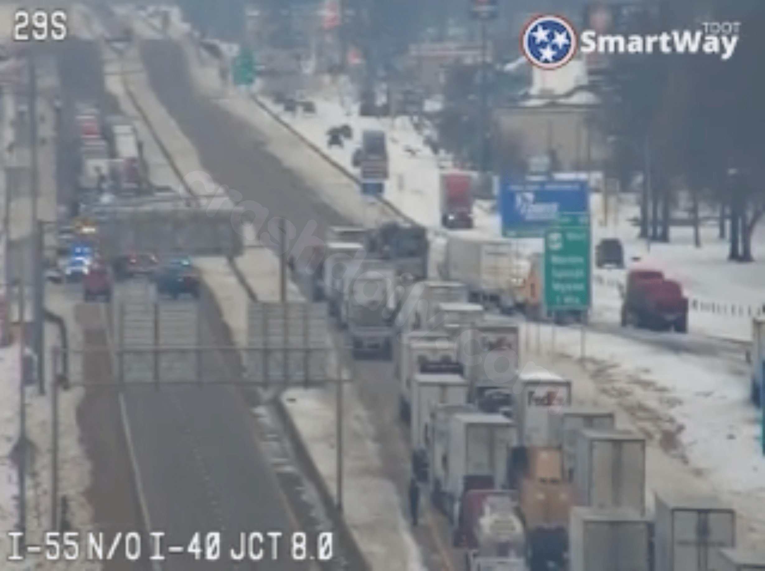 Traffic stopped on I-55 near I-40 West interchange.