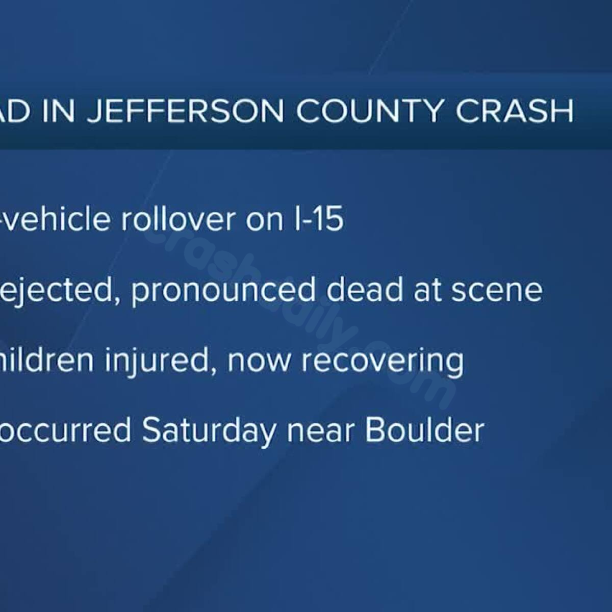 Fatal crash in Jefferson County; children in vehicle survive