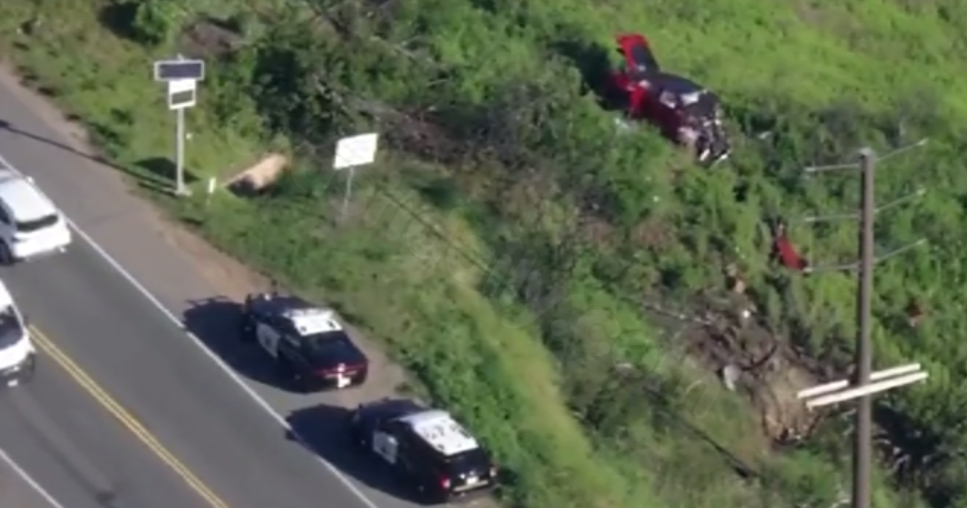 1 person dead after vehicle crashes off Malibu Canyon Road and down grassy hillside