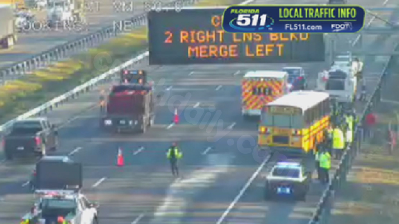 5 injured after crash involving school bus on I-4 in Osceola County; no students injured