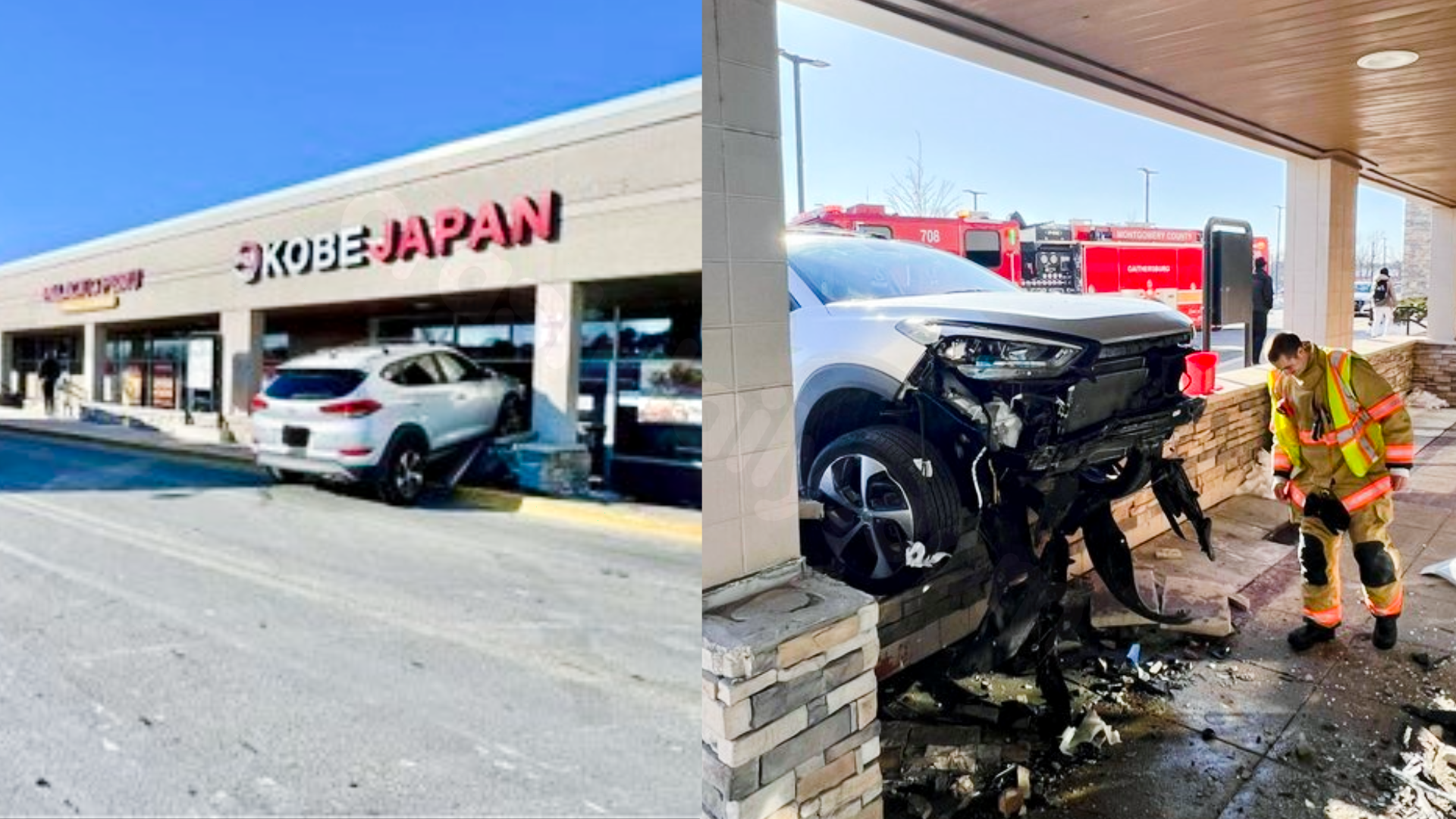 Car crashes into front of Japanese restaurant in Montgomery Village shopping center