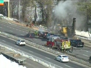 Route 15 reopened in Meriden after multi-vehicle crash, vehicle fire