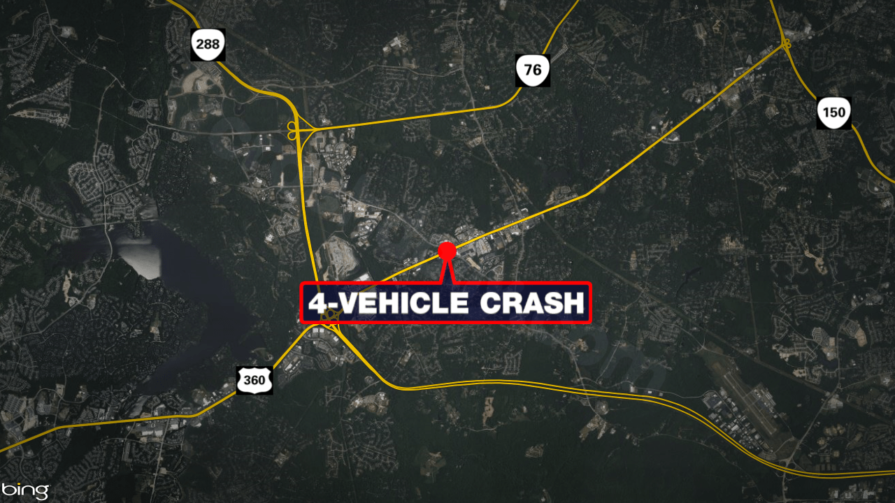 Three adults, one juvenile hurt after 4-vehicle crash, fire in Chesterfield