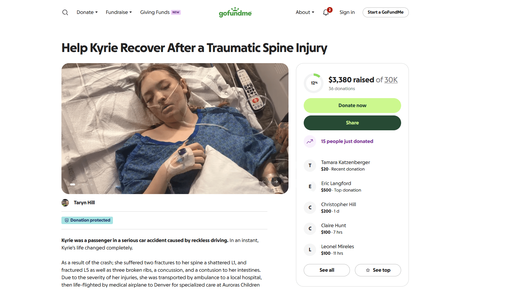 Fundraiser launched to aid teen’s medical recovery after car crash