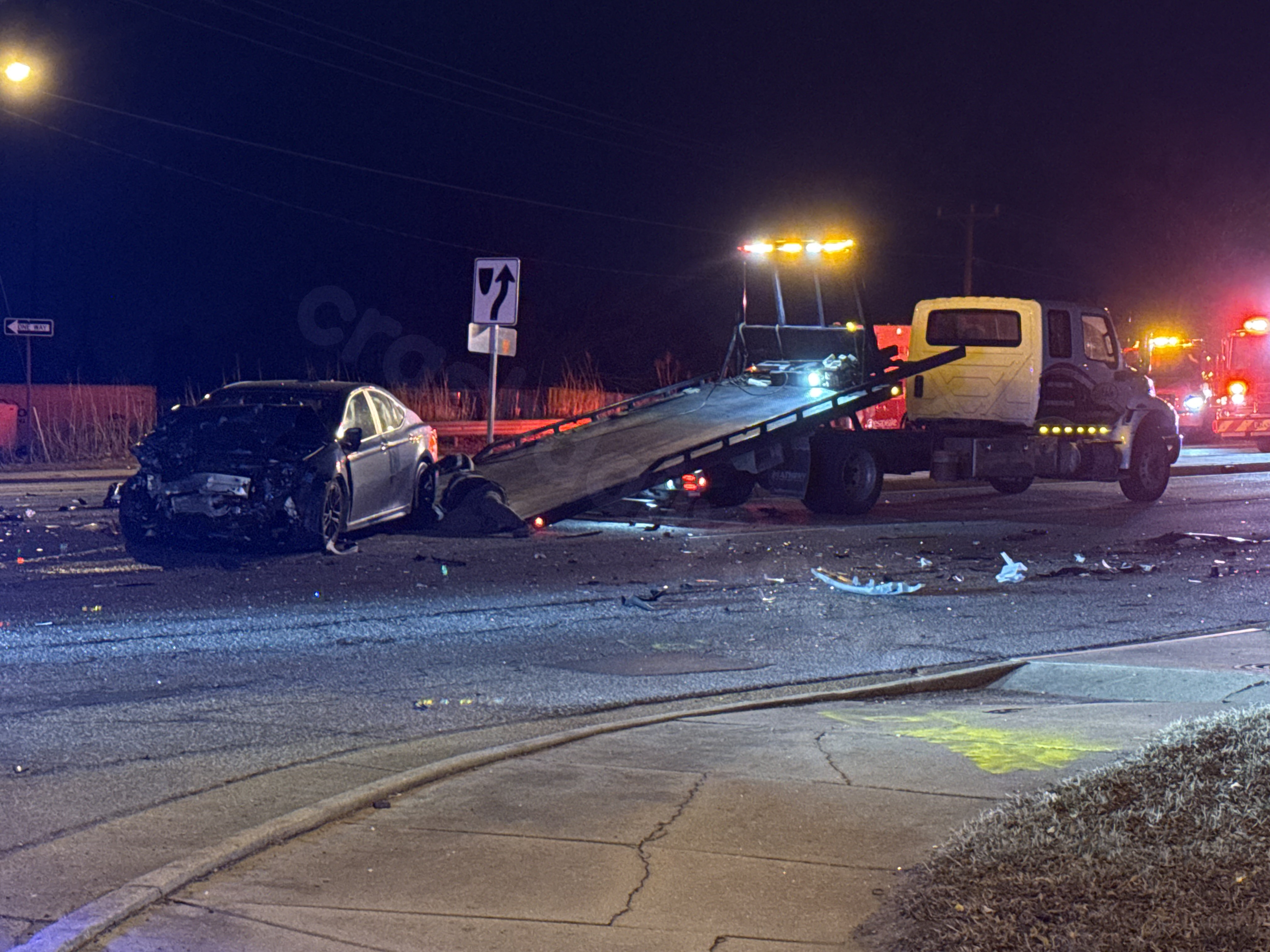 Two-vehicle crash causes extensive damage in Chesapeake
