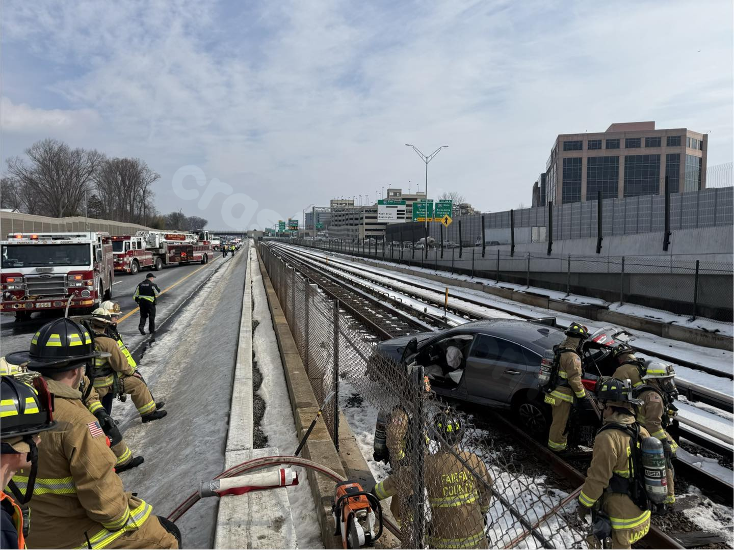 Car on Metro tracks shuts down some I-66 traffic, Metro tracks in Fairfax County