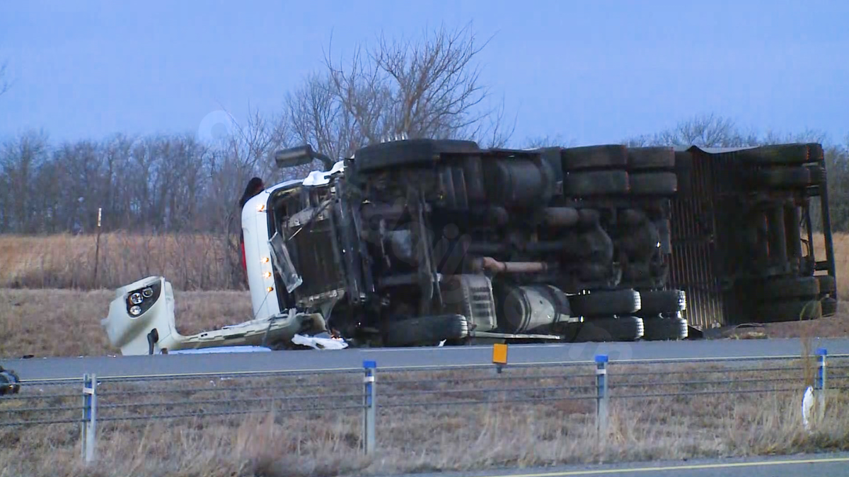 OHP: Person seriously injured after crash involving rolled-over semi on I-35 near Goldsby