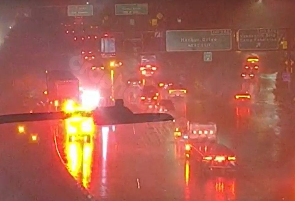 Semi tractor-trailer crash blocks lanes on I-5 in Oceanside