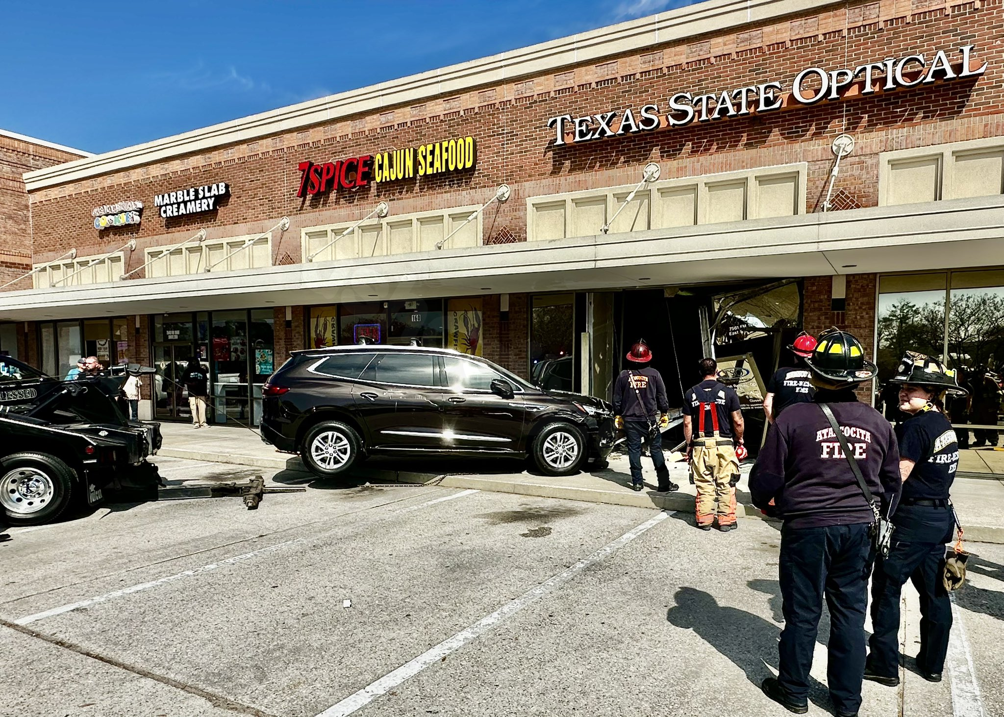 7 treated after vehicle crashes into Atascocita optometry business