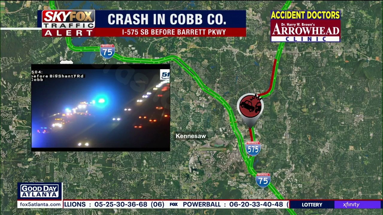 Cobb County police officer injured in I-575SB crash