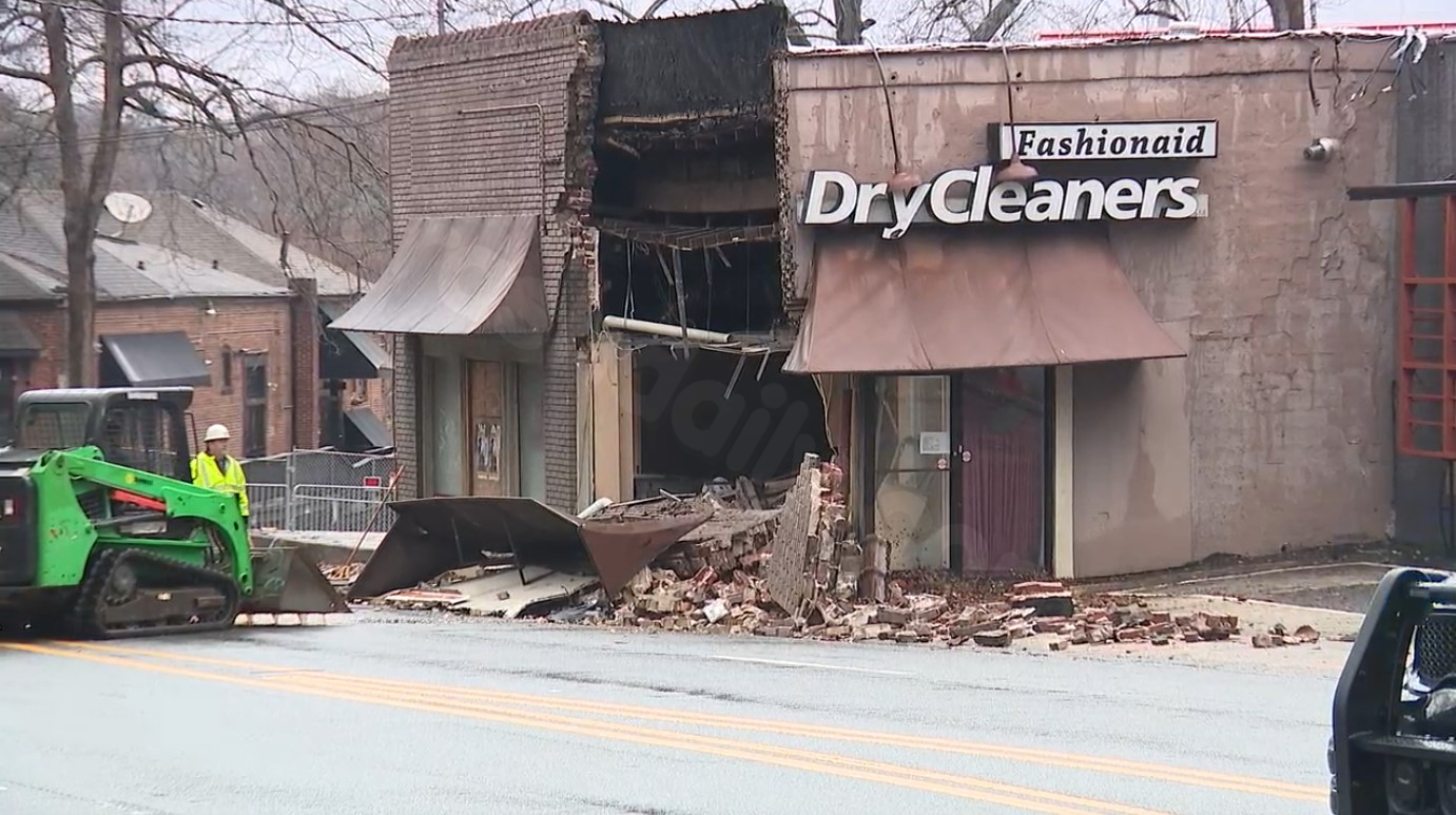 Car crashes into Atlanta dry cleaners causing partial building collapse