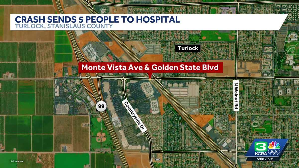 Five hospitalized after multi-car crash on train tracks in Turlock