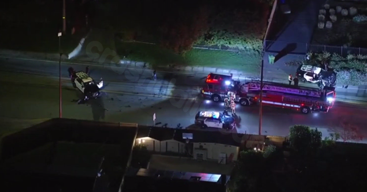 Three LAPD officers hospitalized after two patrol cars collide during pursuit