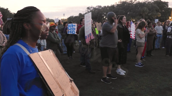 Over 200 protest in Forsyth Park following death of teacher in ICE chase crash