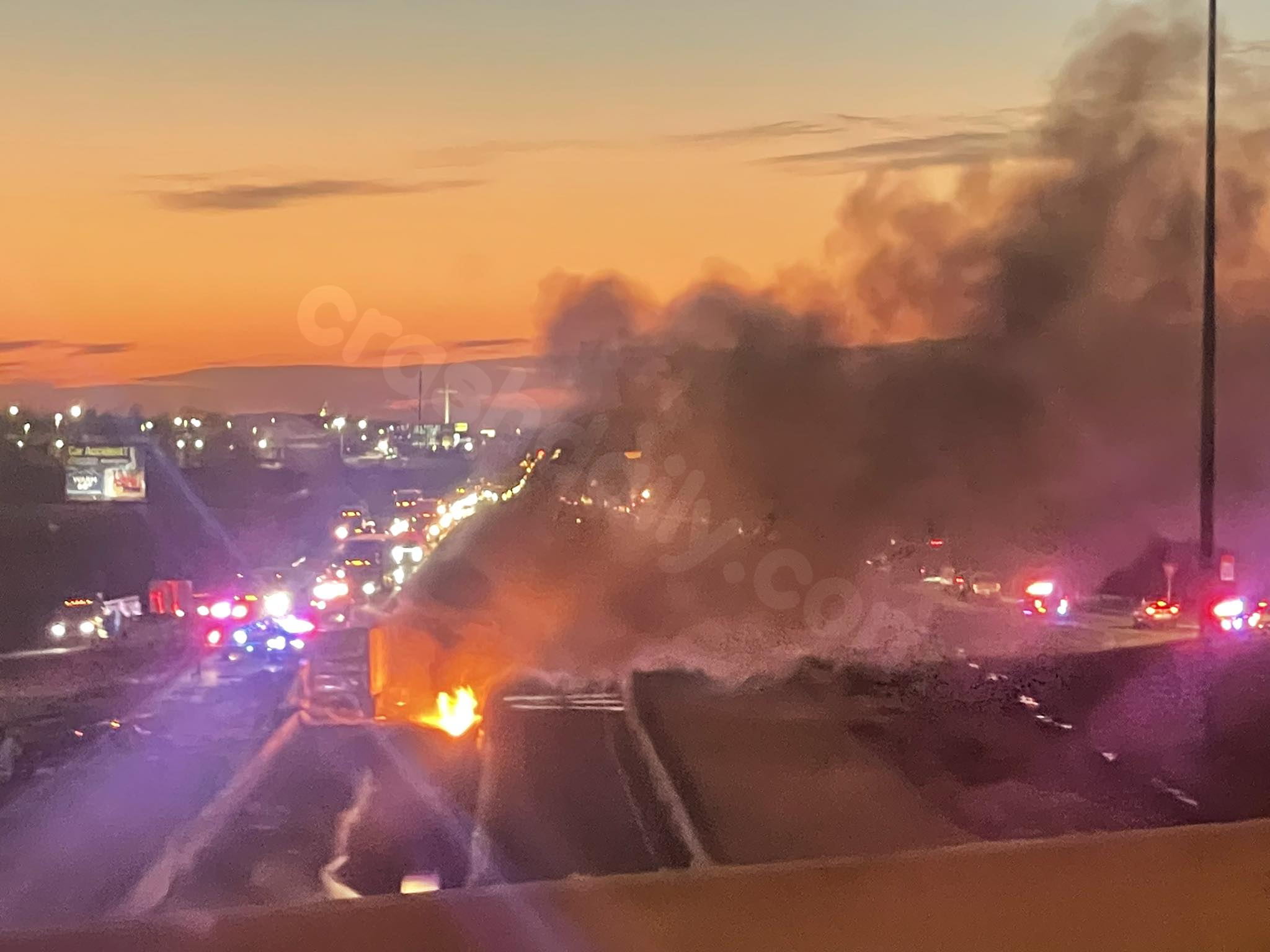 Fiery semi crash shuts down lanes on I-44 near U.S. 65 in Springfield
