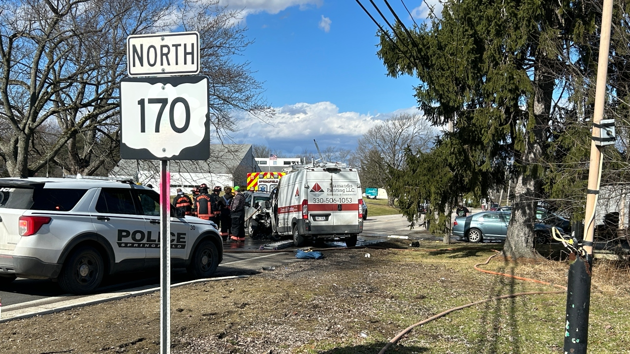 2 taken to hospital after fiery head-on crash in Springfield