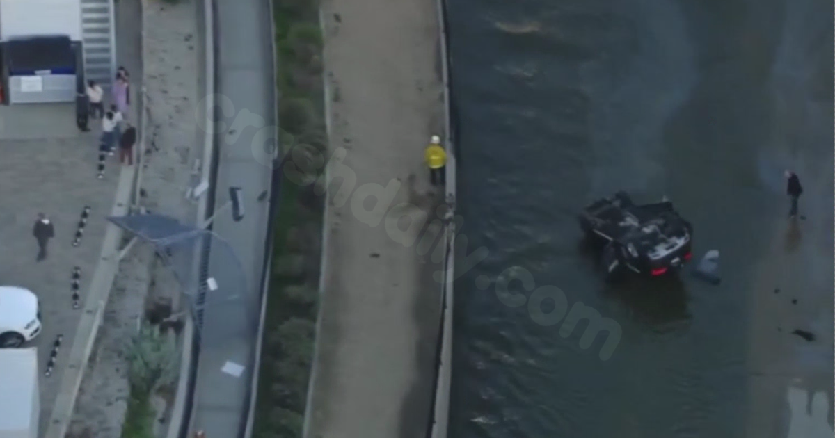 Car overturns during crash into LA River in Studio City; 1 hospitalized