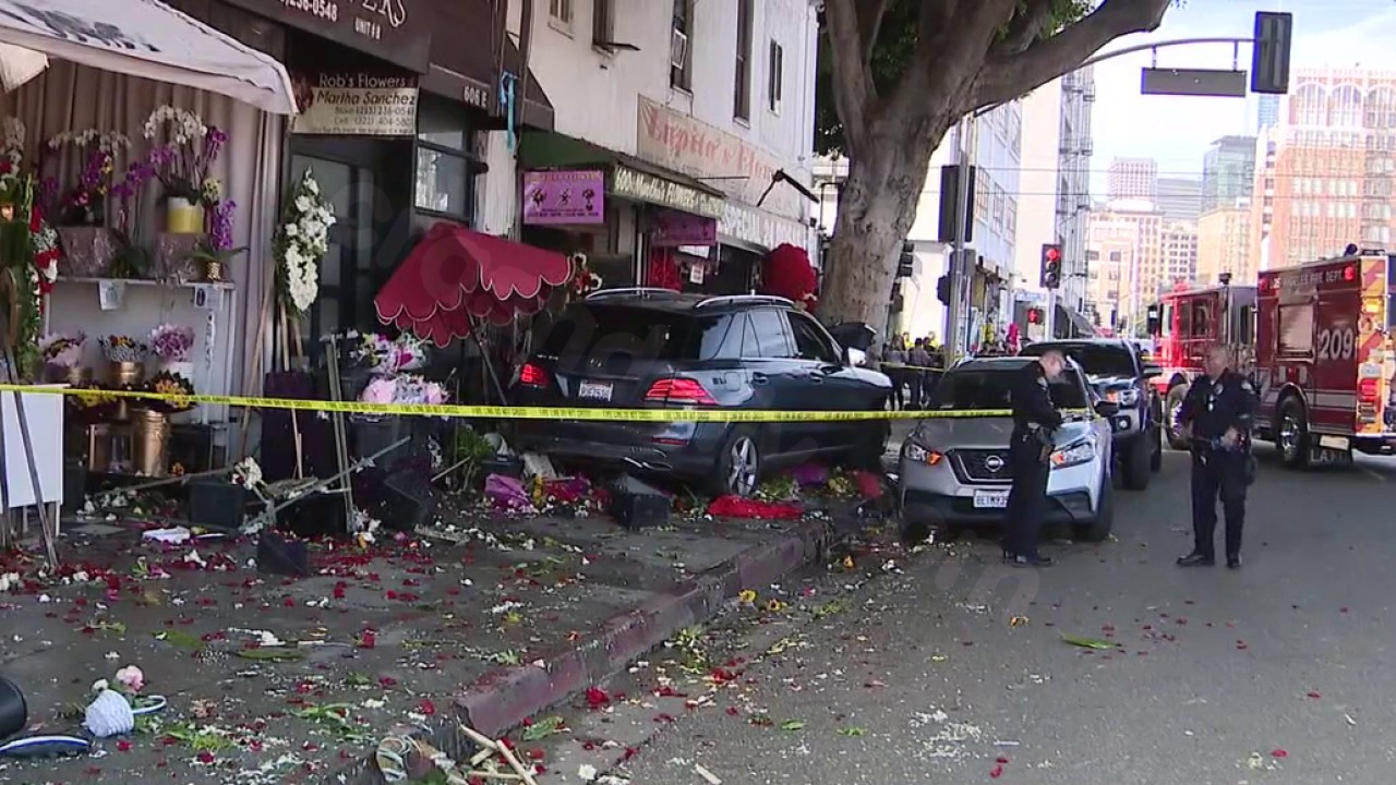 Multiple injured after car crashes into flower vendor in downtown LA