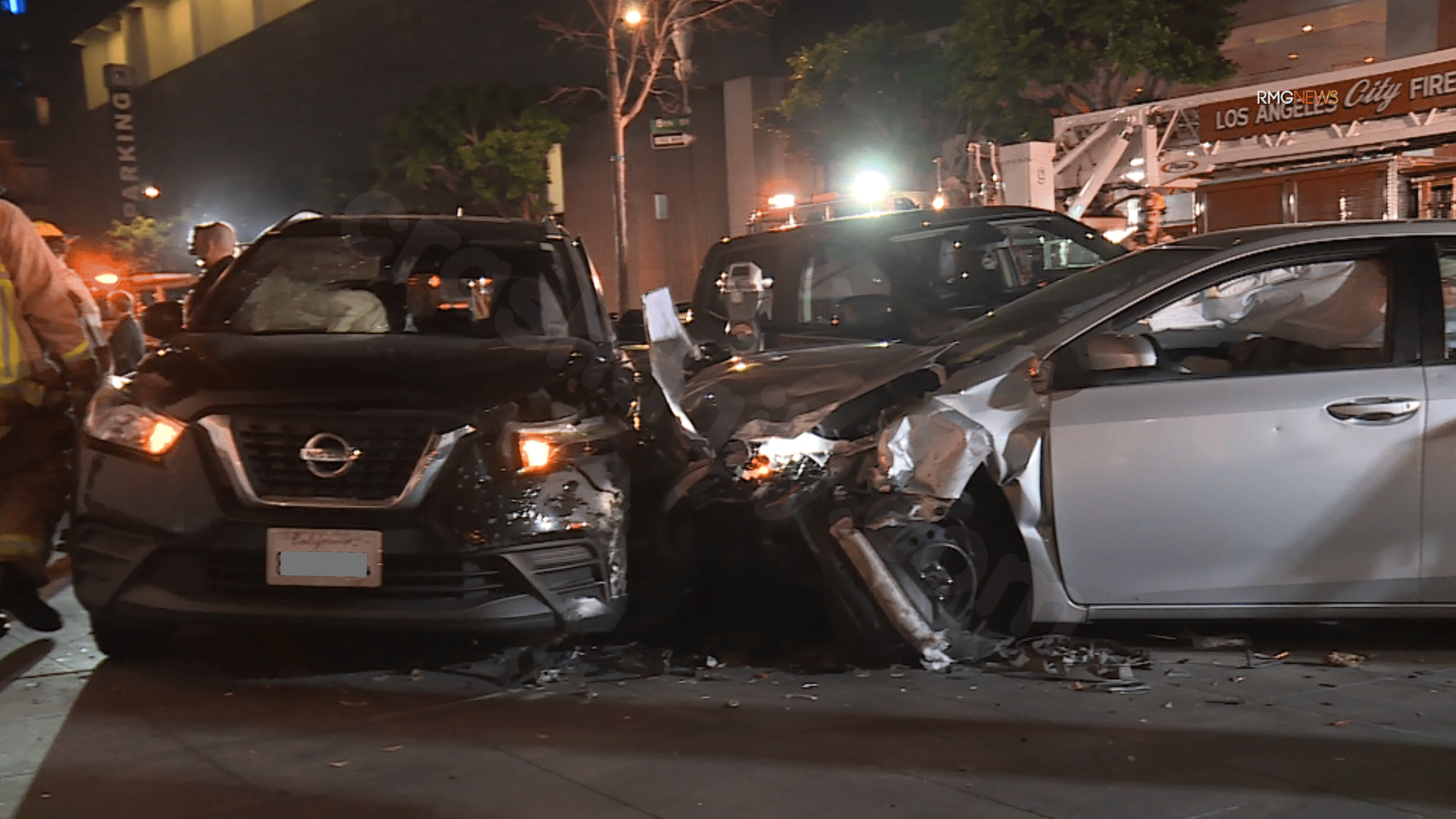 Dashcam video shows car crossing lanes before DTLA crash that injured 4