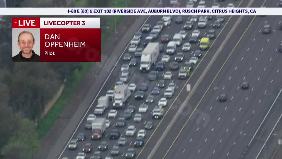 I-80 traffic backed up after crash in Citrus Heights on Wednesday.
