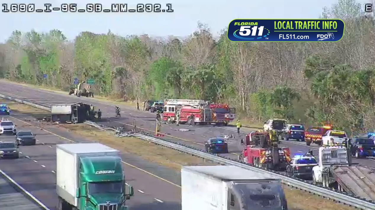 I-95 closed in Brevard County due to deadly crash: Live traffic map