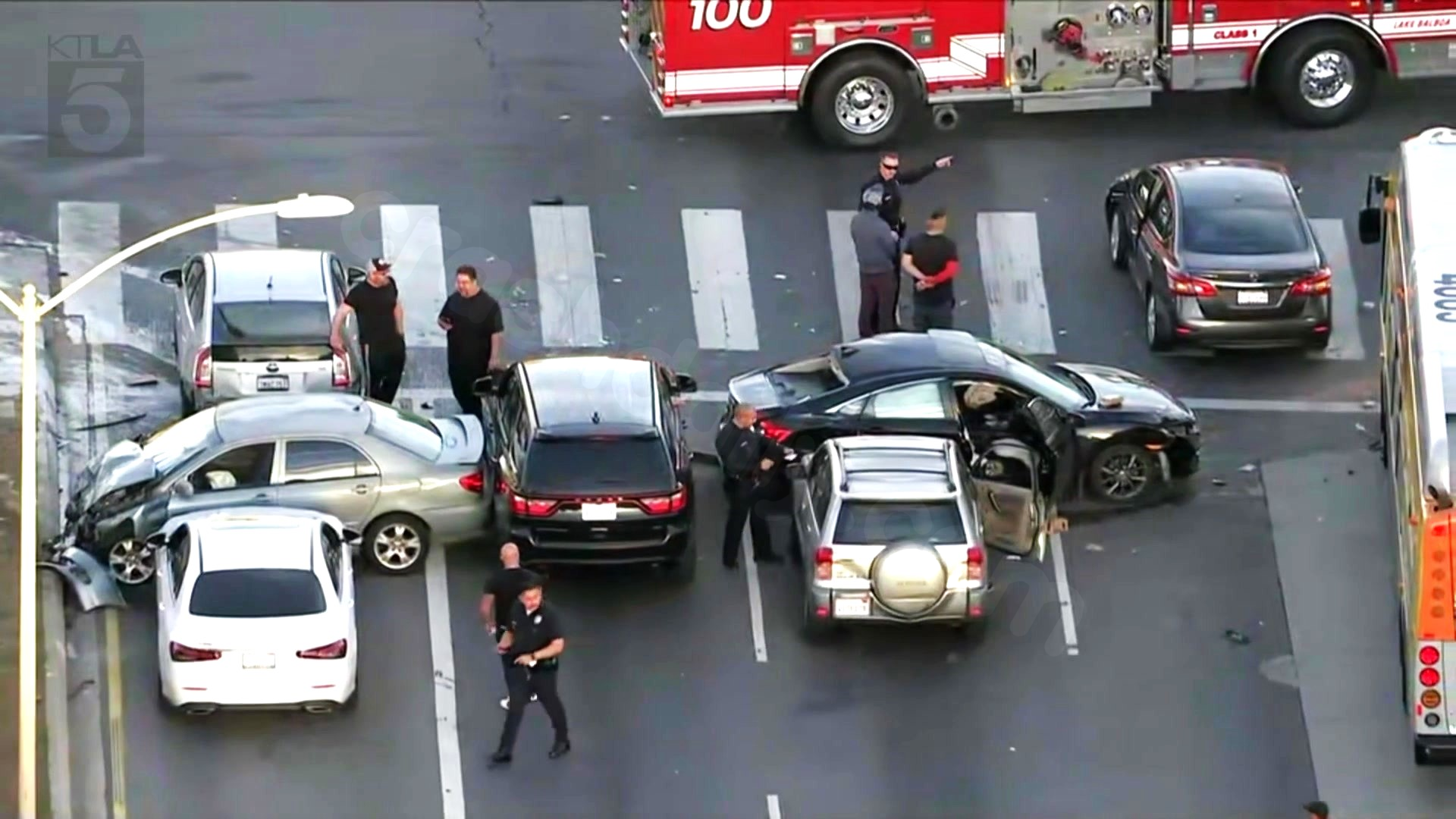 1 hospitalized after multi-vehicle crash in Van Nuys