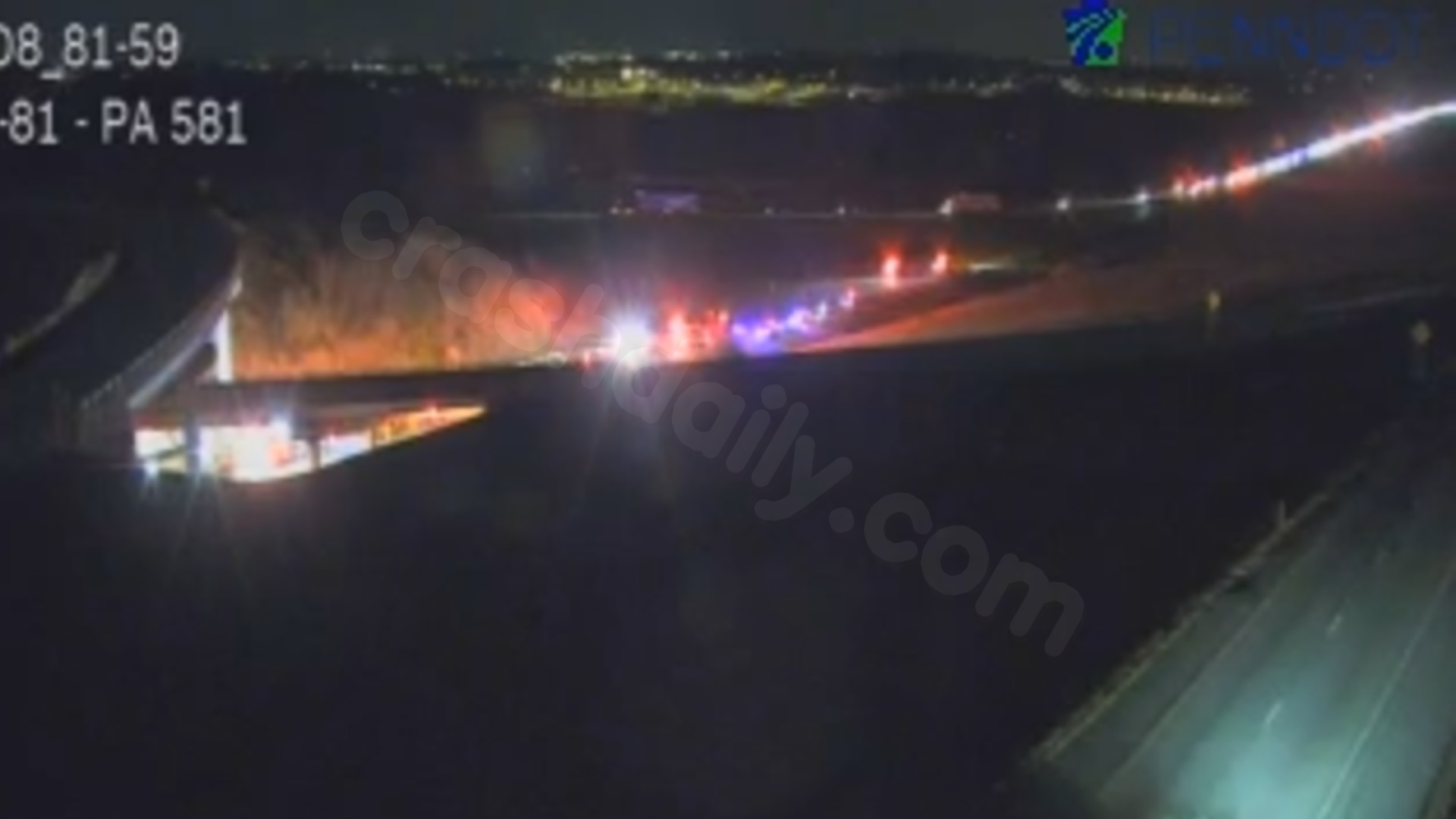 Crash, fire on I-81 in Cumberland County