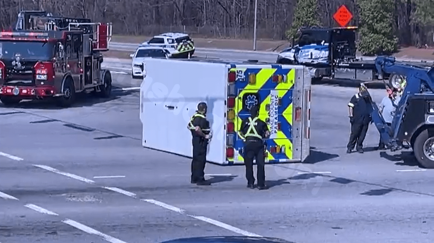 EMS overturned in serious crash causing lane closures on GB Alford Hwy in Holly Springs, officials say