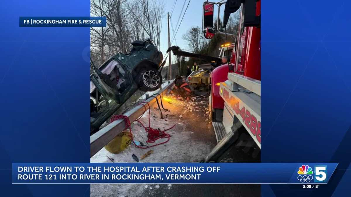 Driver airlifted after car crashes into frozen river in Windham County