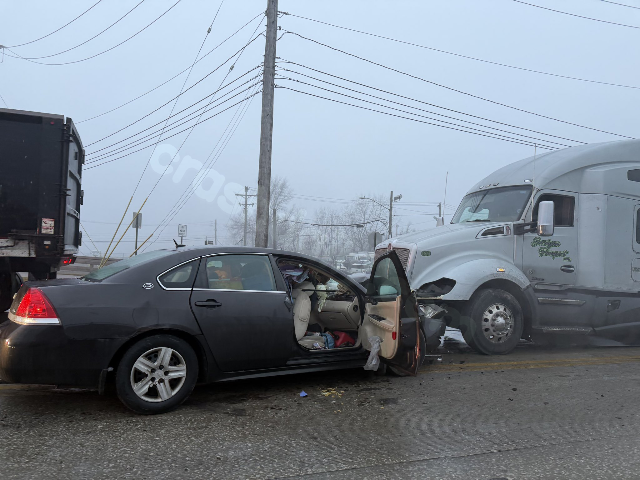 Fatal head-on crash between semi-truck and car
