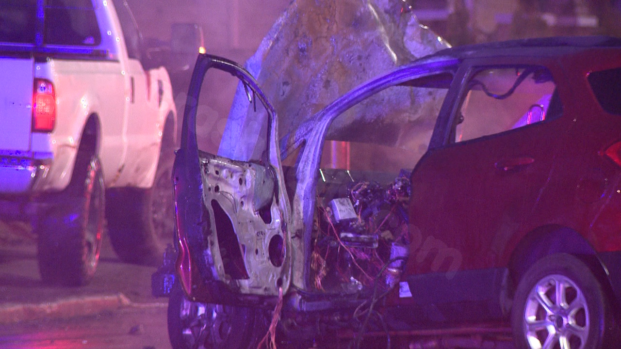 Fiery, three car crash overnight in Cleveland