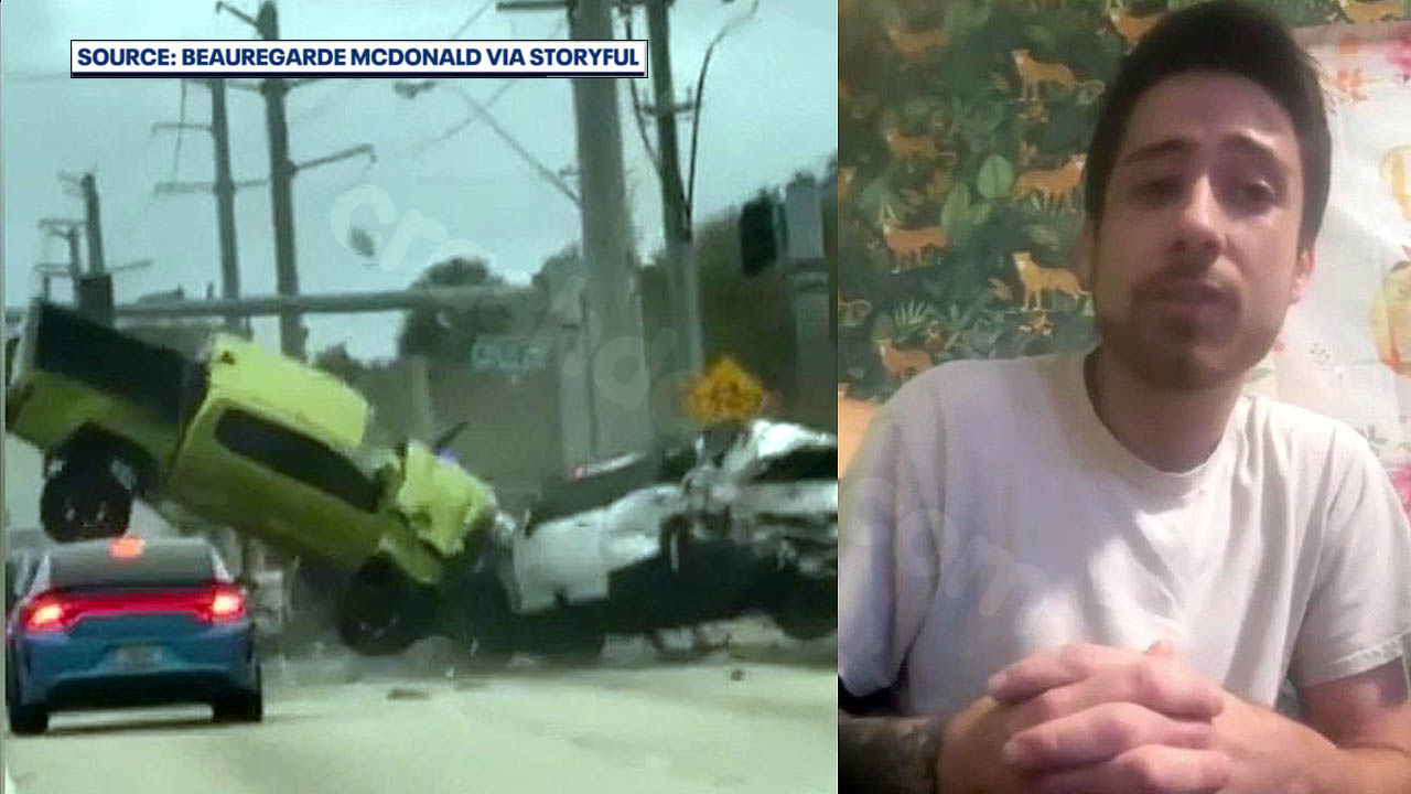 Melbourne truck crash caught on camera sends car airborne leaving 3 hospitalized